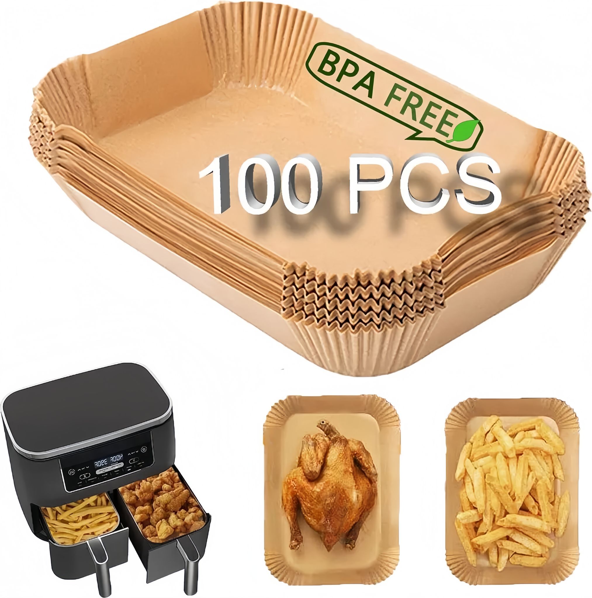 100er-packung Einweg-papiereinlagen Für Heißluftfritteusen, Hitzebeständige Backbleche Für Ninja Dual-zone