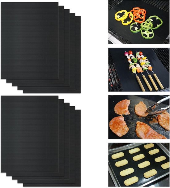 33x40cm Universal-backmatten - Hitzebeständige Antihaft-grillmatten - Für Gas- Und Holzkohlegrills (schwarz - 10 Stück)