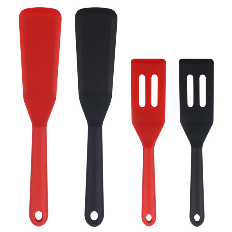 Länglicher Silikonlöffel Mit Griff (25,4/20,4 Cm), Hitzebeständig, Antihaftbeschichtet, Mit Schwarzem Eierlöffel Und Teigschaber