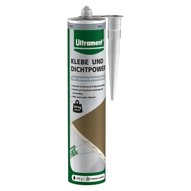 Klebe- und Dichtpower grau, 470 g Hartschaumplatten - Ultrament