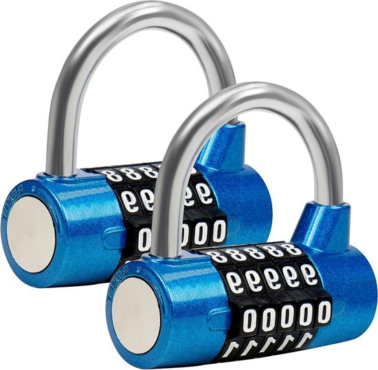 Blaues 5-stelliges Zahlenschloss (2er-pack), Wasserdicht, Für Spinde/tore/schuppen, Fitnessstudio/arbeit/schule, Innen-/außenbereich