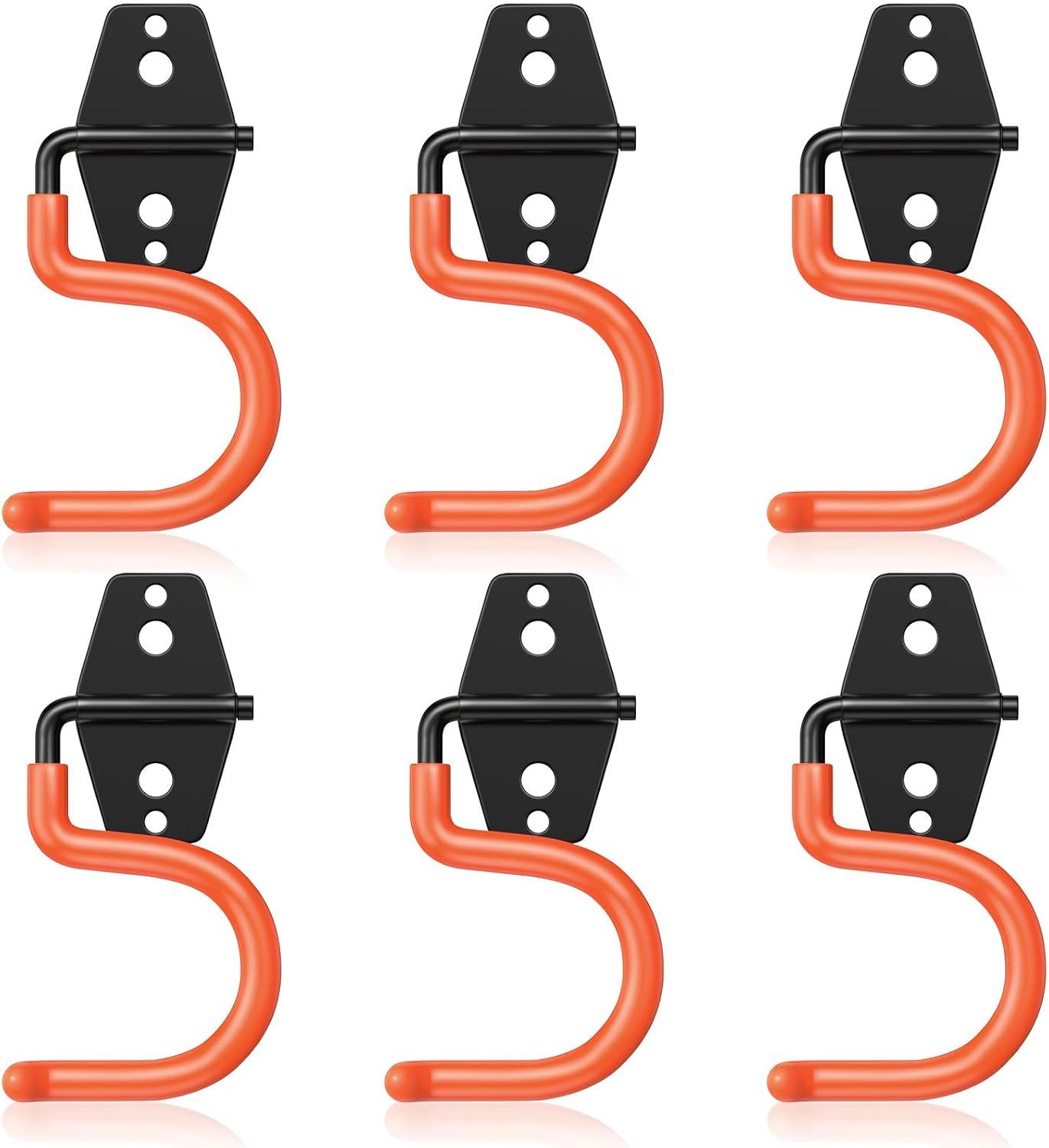 Schwerlast-wandhaken Für Lagerhallen, Aufbewahrung, Garagenhaken Aus Metall, Gebohrtes, Tragendes Eisen, Fahrradwandhaken, 6 Stück – Orange