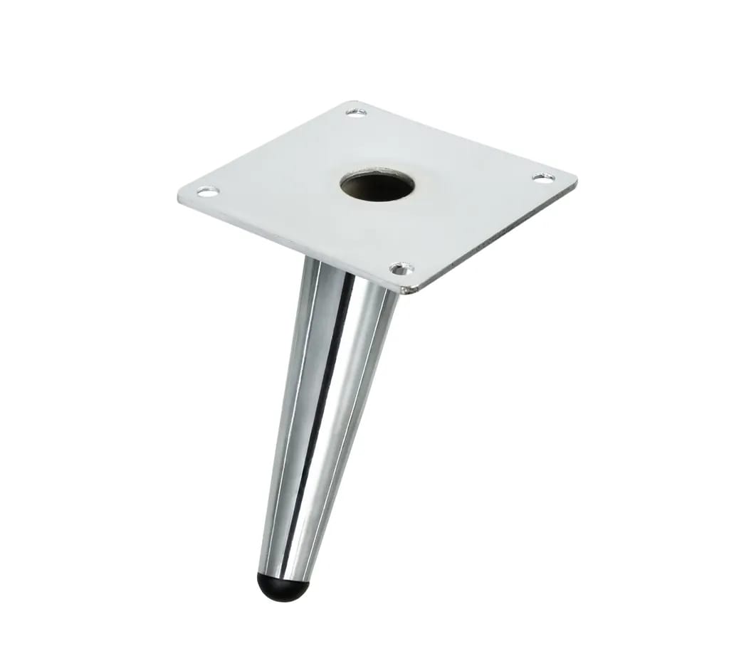 Vier Abgewinkelte Möbelfüße, Verchromte, Konische Möbelfüße, Ersatzmöbelfüße, Metall, 12 Cm