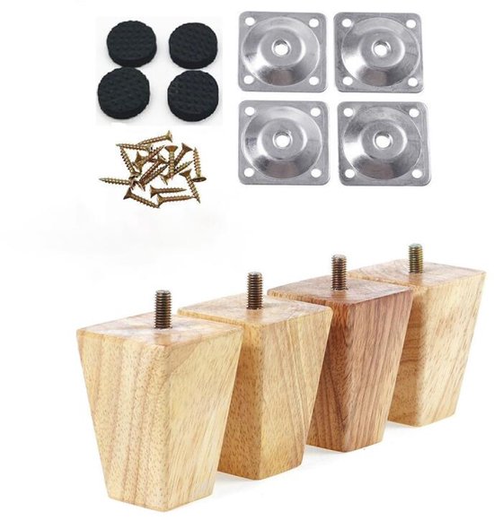 Möbelfüße, 4-teiliges Set, Tischbeine Aus Holz Mit Schrauben, Sofabeine, Für Sofas, Couchtische, Schränke, Tv-möbel, 5 Cm, Naturholz