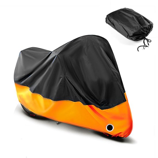 Motorradabdeckung, Wasserdichte Outdoor-motorradabdeckung, Universal-motorrad- Und Rollerabdeckung, 265 X 105 X 125 Cm, Xxxl, Schwarz, Orange