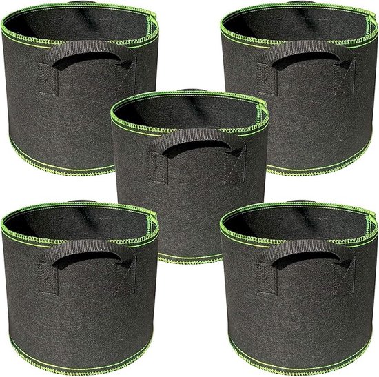 5er-pack Pflanzsäcke, 10 Gallonen, 40 X 30 Cm, Schwarz, Vliesstoff