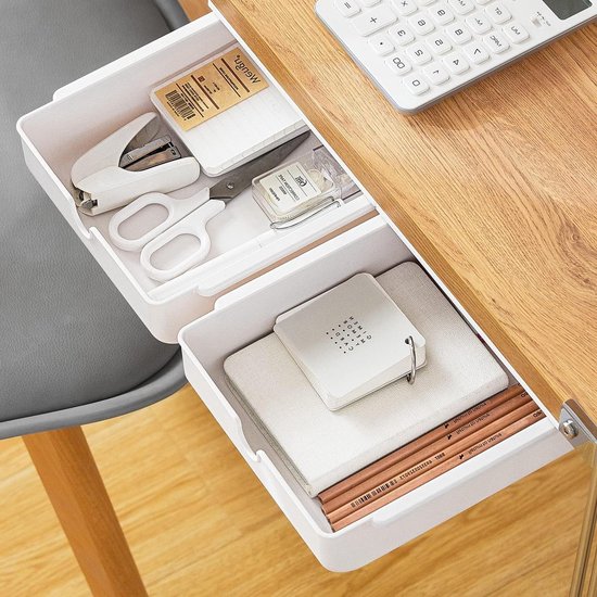 Mini-schubladenboxen Mit Klebefläche, Geeignet Für Versteckte Büroschubladen, Weiß – 2er-pack