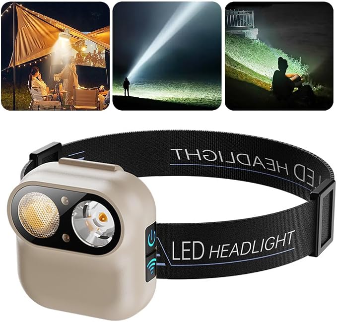 Usb-ladefunktion, Led-stirnlampe Mit Hoher Helligkeit, Bewegungssensor, 6 Leuchtmodi, Ideal Für Camping, Wandern Und Angeln