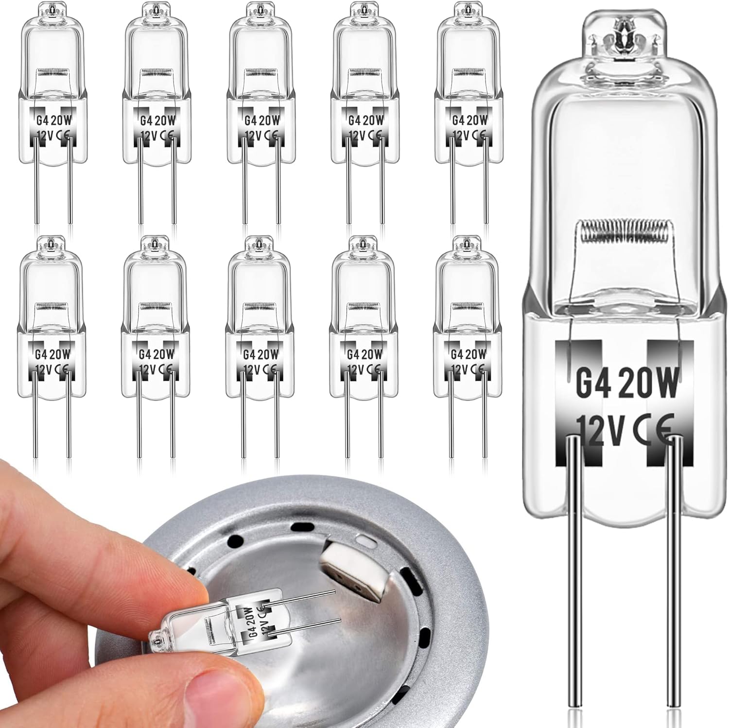 10er-pack G4-halogenlampen, 2-polig 2-polig, 12 V, 20 W