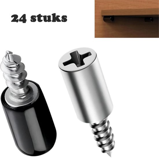 24-teiliges Set Vernickelter Schrank-/regalstützstifte