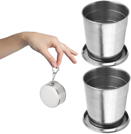2er-pack Faltbare Edelstahl-reisebecher (250 Ml)