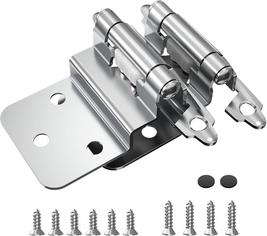 3/8-zoll-einlassscharniere Für Schranktüren, 4er-pack, Mit Automatischer Schließ- Und Türstoppfunktion, Flächenbündige Montage, Geeignet Für Badezimmer, Silberfarben