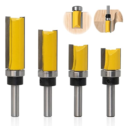Satz Mit 4 Profilfräsern Für Die Holzbearbeitung (8 Mm Schaft) Für Fräsmaschinen, Nuten Und Profile Mit Geraden Kanten