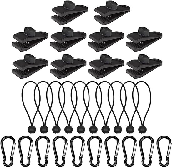 Zeltstoffklemmen, 30 Stück, Zeltstoffklemmen, Set Mit Spannvorrichtung, Schwarz