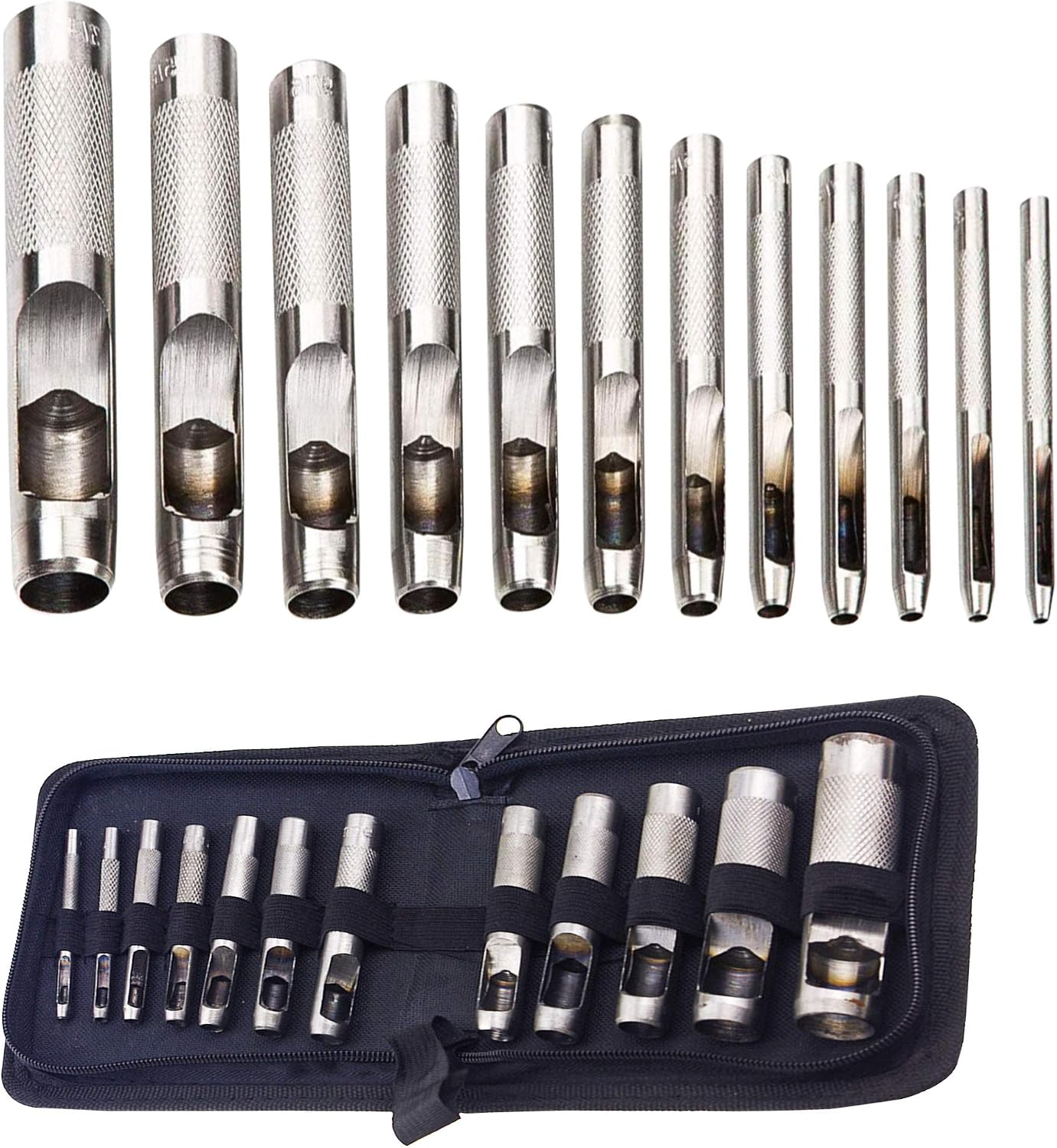 12-teiliges Set Zum Stanzen Von Hohllöchern In Leder, Geeignet Für Leder, Uhrenarmbänder, Segeltuch Und Metallösen.