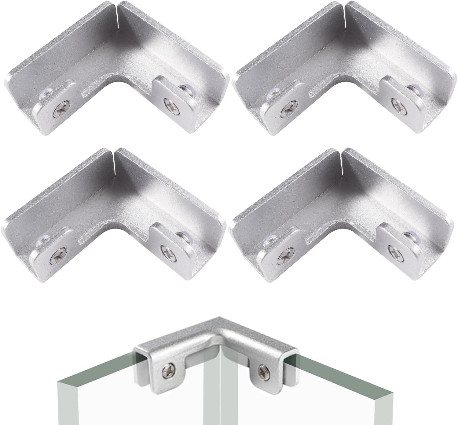 Vier Glasklemmen, Verstellbare Glasklemmhalterung, Glasbefestigungsklemme, Geeignet Für 11-13 Mm Dickes Glas, L-förmig.
