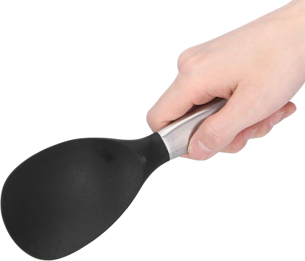 Schwarzer, Hitzebeständiger Silikon-reislöffel, Küchenrühr- Und Kochutensil