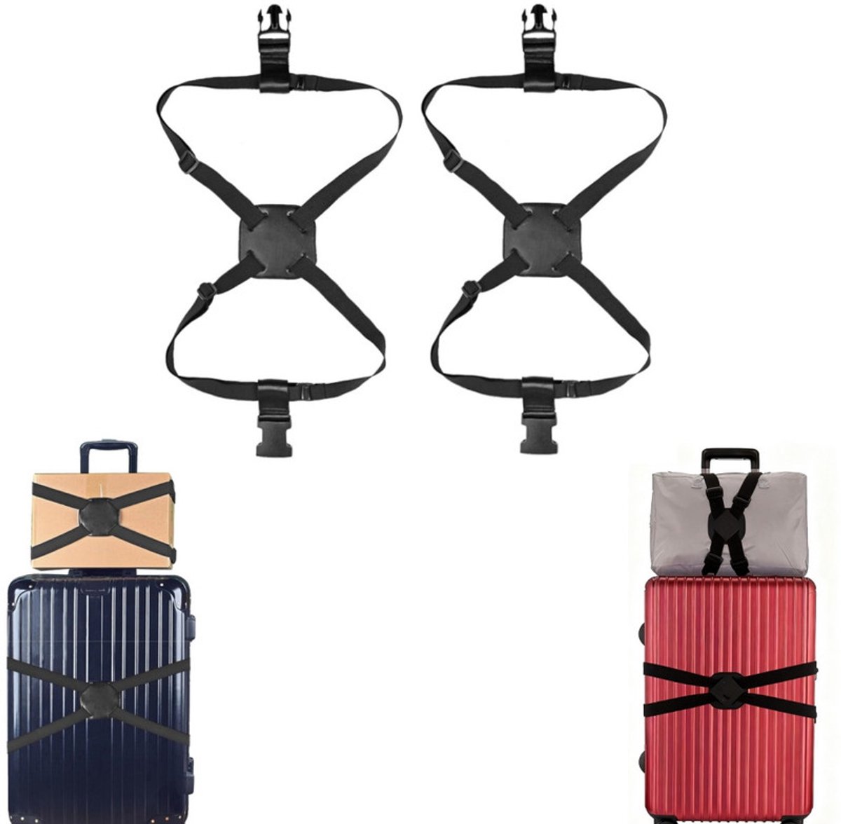 Stück - Verstellbare Elastische Gepäckgurte - Gepäckgurte - Elastische Gepäckgurte - Rutschfest - Schwarz - 70 Cm - Geeignet Für Gepäckstücke Zwischen 50 Und 1