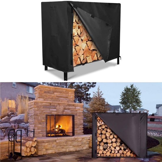 1 Stück Wasserdichte Brennholzregalabdeckung, Kältebeständig, Schwarz, 122 X 61 X 107 Cm, Für Terrasse, Garten, Kamin