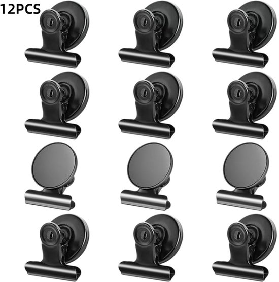 12er-pack Magnetische Bullenkopf-clips Und Kühlschrankmagnete Für Fotos, Whiteboards Und Büronotizen, Schwarz, 3,1 X 4 Cm