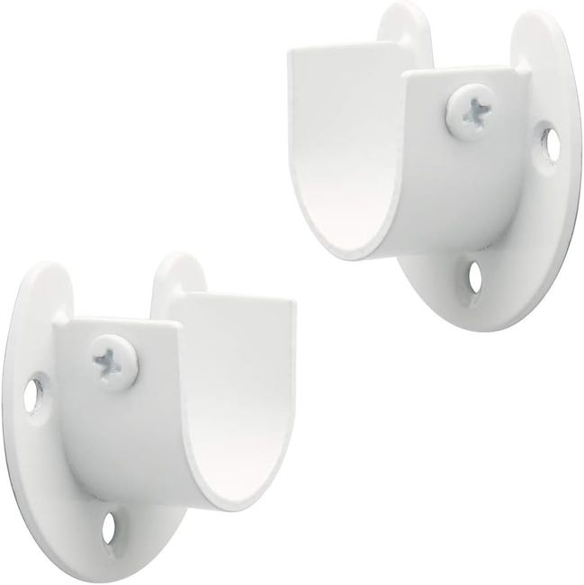 2-teilige Kleiderstangenhalterung, Gardinenstangenbefestigung, U-förmige Gardinenstangenhalterung, Weißer Edelstahl, 26 Mm