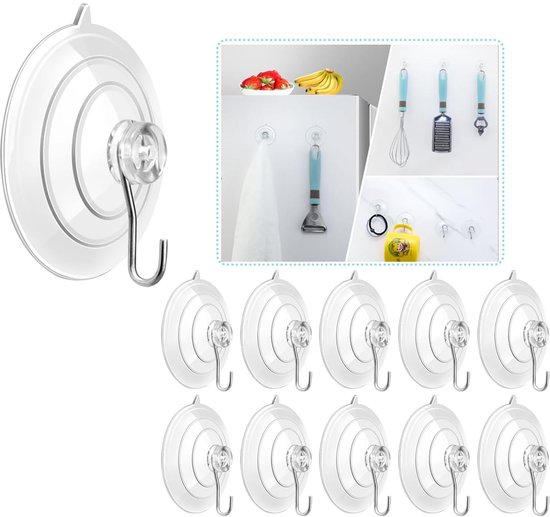 Saugnapf Mit Haken – 10 Stück – Selbstklebende Haken – Hängehaken – Selbstklebende Hängehaken – Hängehaken – Haken Ohne Bohren – Küche