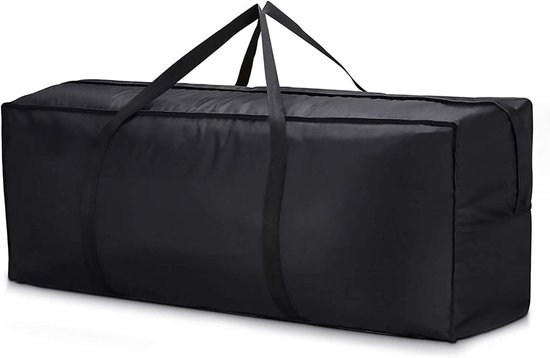 Wasserdichte Und Uv-beständige Aufbewahrungstasche Für Gartenmöbelkissen (600d), Tragbar Mit Griffen Und Reißverschlüssen, 122 X 38 X 51 Cm, Schwarz