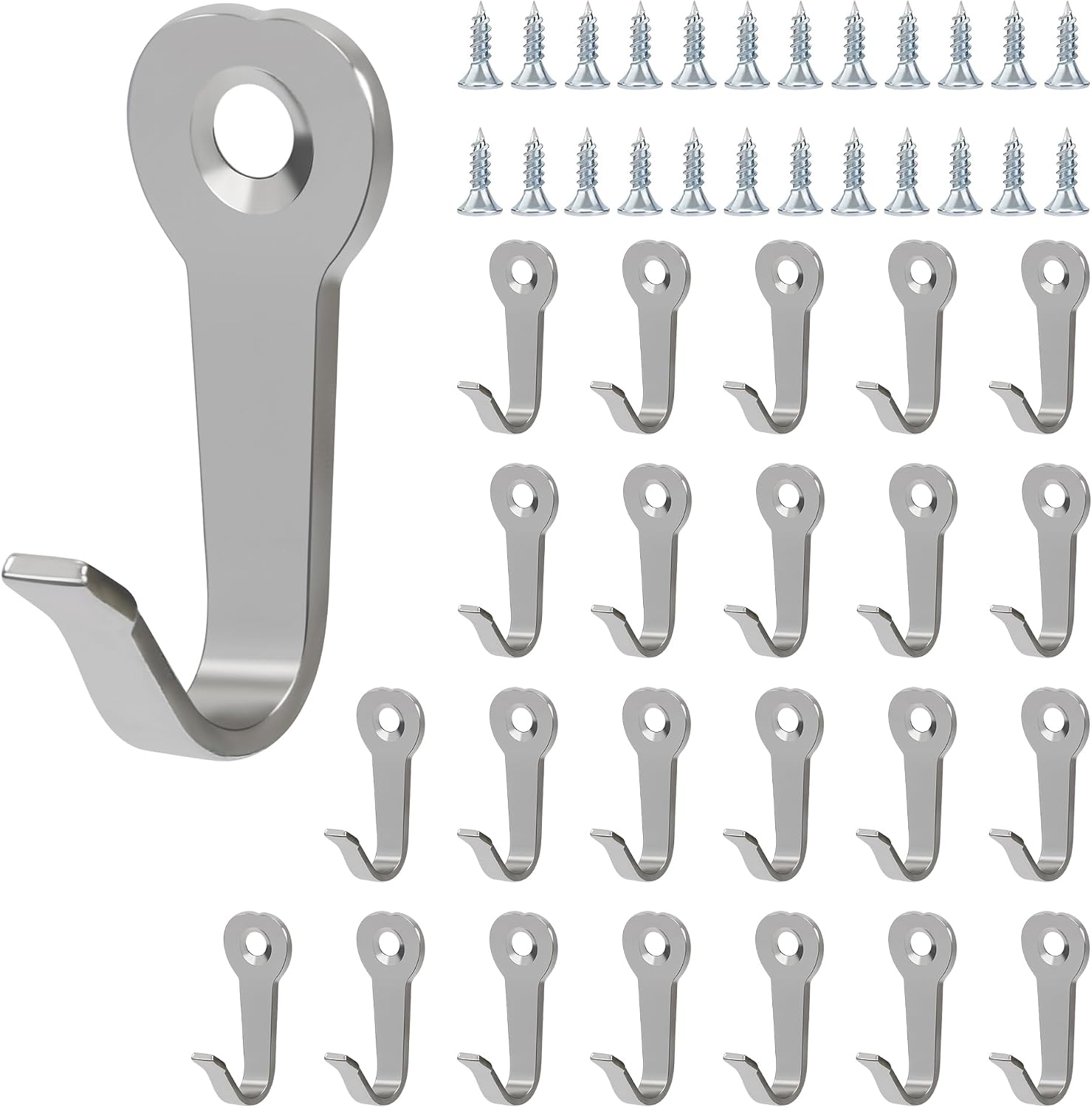 Metall-garderobenhaken – 24er-pack – Inkl. Schrauben – Rostfrei – Für Küchen, Badezimmer, Büros, Kleiderschränke Und Handtuchhalter (silber)