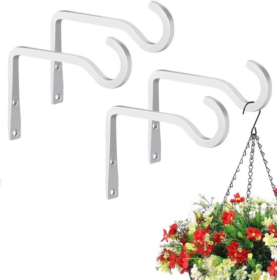 Geeignet Für Die 4er-packung Wandhängekorbhalterungen, Pflanzenhalterhaken, Gartenblumentöpfe, Weiß