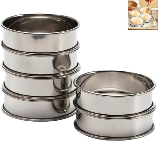 6-teiliges Muffin-ring-set, Antihaftbeschichtete Edelstahl-kuchenformen Für Desserts Und Pfannkuchen, Silberfarben, 8,5 Cm