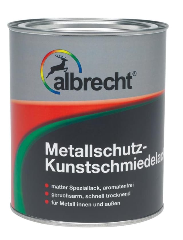 Albrecht - Metallschutz-Kunstschmiedelack 125 ml schwarz matt Speziallack Metall