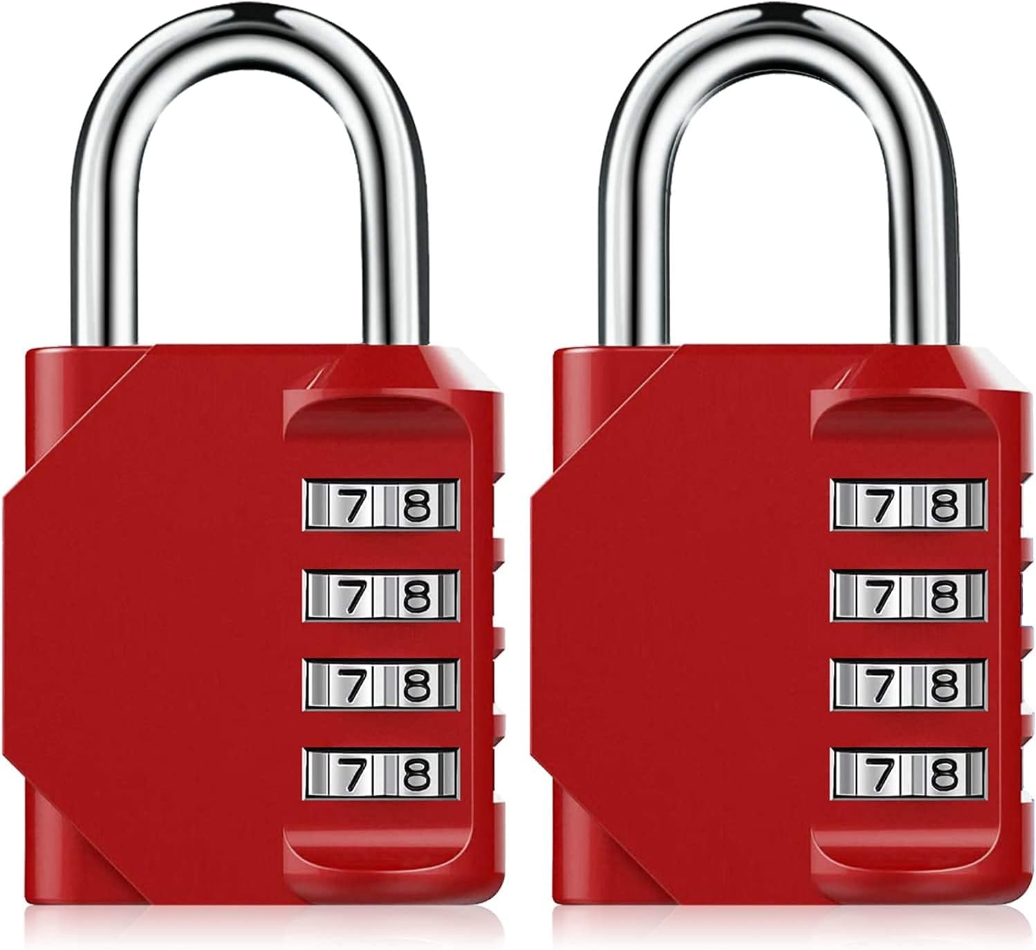4-stelliges Zahlenschloss, Wasserdichtes Vorhängeschloss, Geeignet Für Spinde In Schulturnhallen, Gartentore, Werkzeugkästen, Mitarbeiterspinde – 2er-pack (rot)