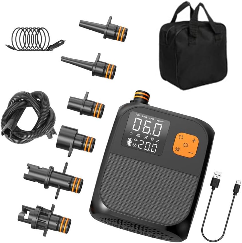 Elektrische Sup-pumpe, Tragbar, 12 V, Für Paddleboards, Tragbare Paddleboard-pumpe Mit Automatischer Abschaltfunktion Und Digitalanzeige