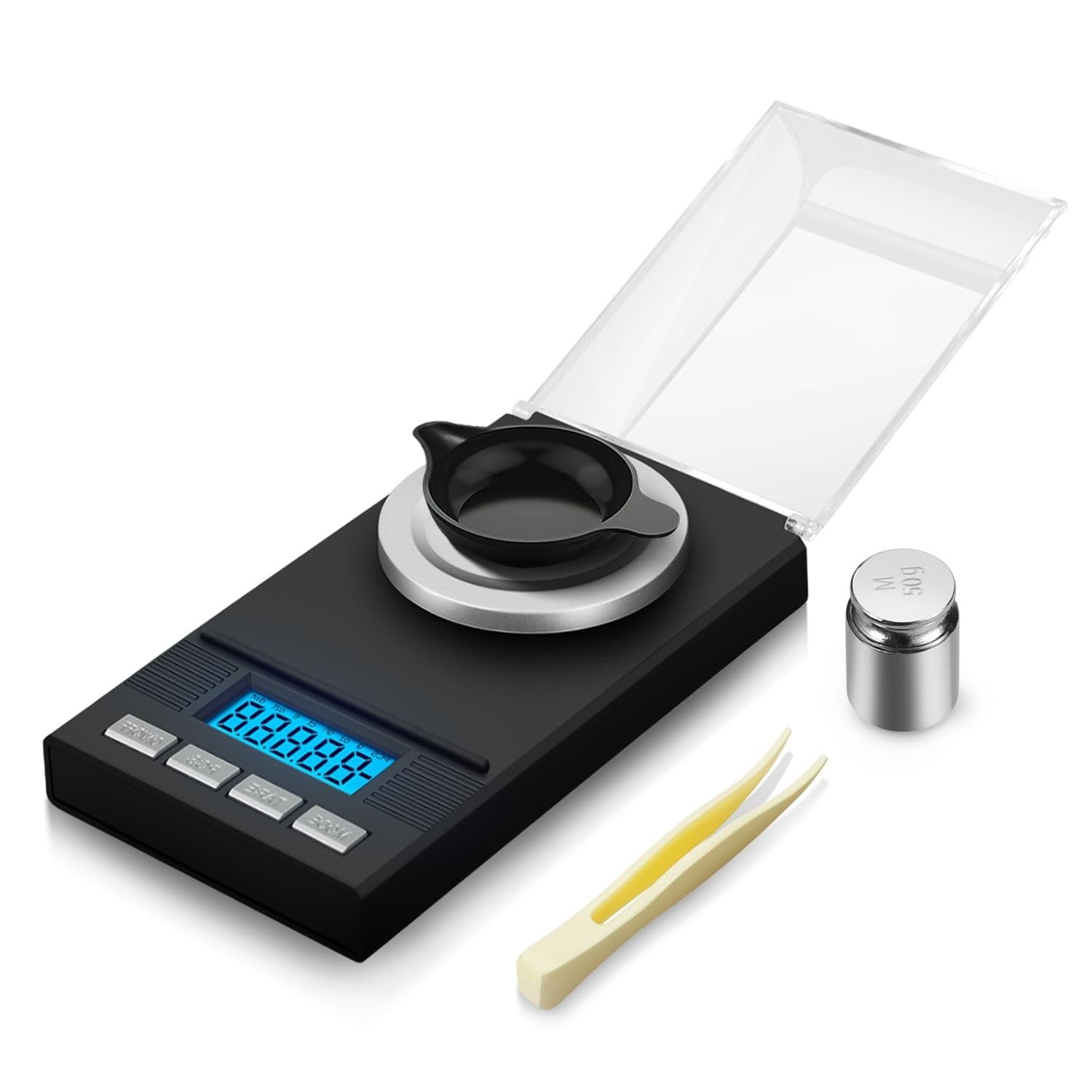Digitales Milligrammwaagen-set – 50 G/0,001 G – Hochpräzise Mikrowaage – Schmuckwaage – Pulverwaage – Wiederladewaage – Mg-skala
