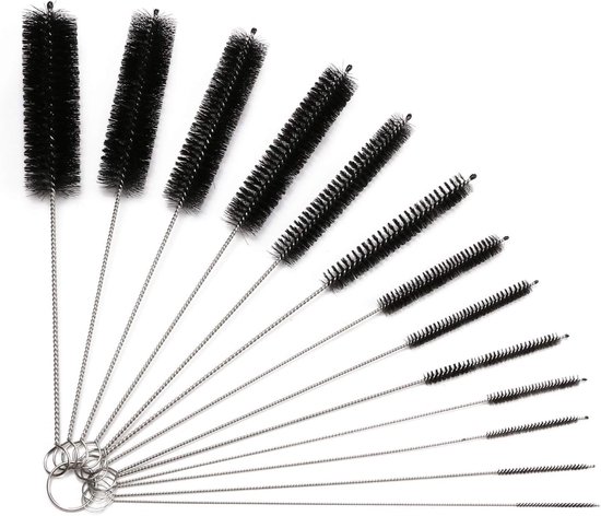 Reinigungsbürsten-set Mit 13 Nylon-rohrbürsten – Geeignet Für Flaschen, Schläuche, Rohre, Reagenzgläser, Mixer, Entsafter, Extraktoren Usw. – Schwarz
