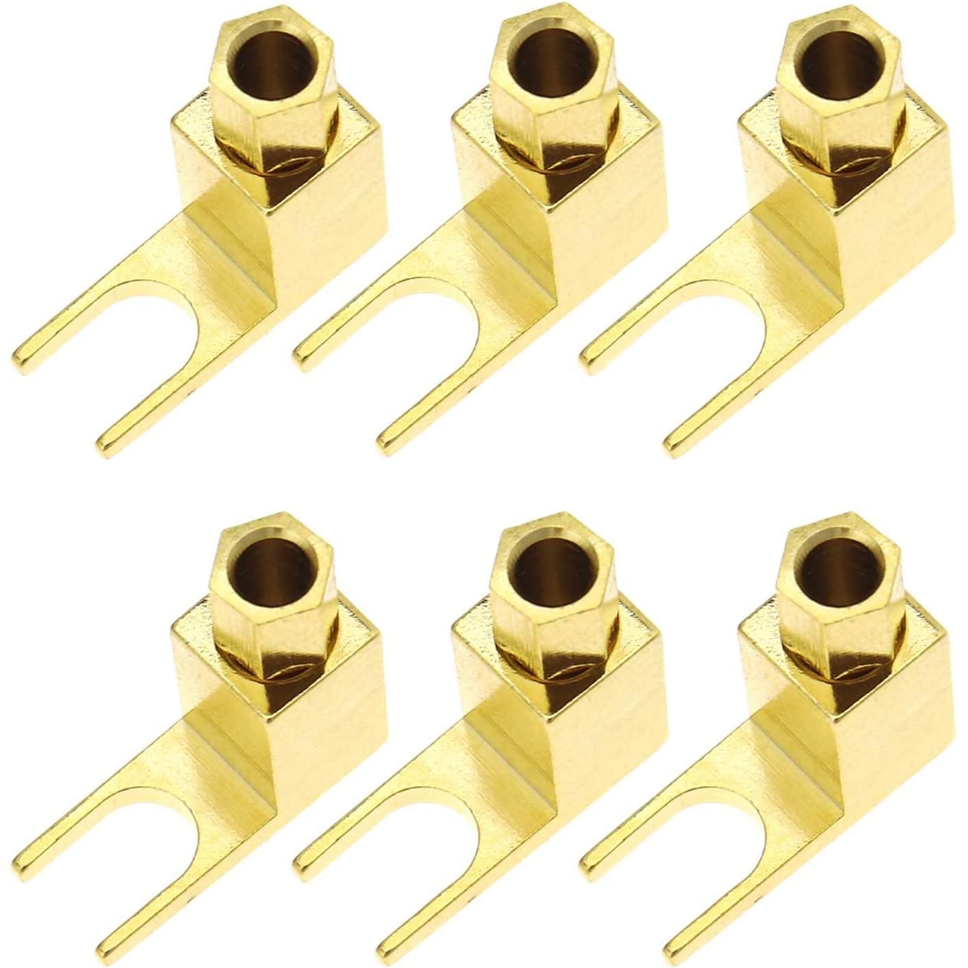6-teiliges Lautsprecherkabel-anschlussset, Rechtwinkliges Lautsprecherkabel, Gabel- Und Klemmenverbinder