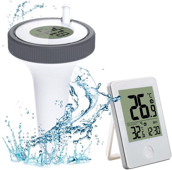 Poolthermometer – Kabelloses, Schwimmendes Poolthermometer – Wasserthermometer Mit Lcd-anzeige – Weiß
