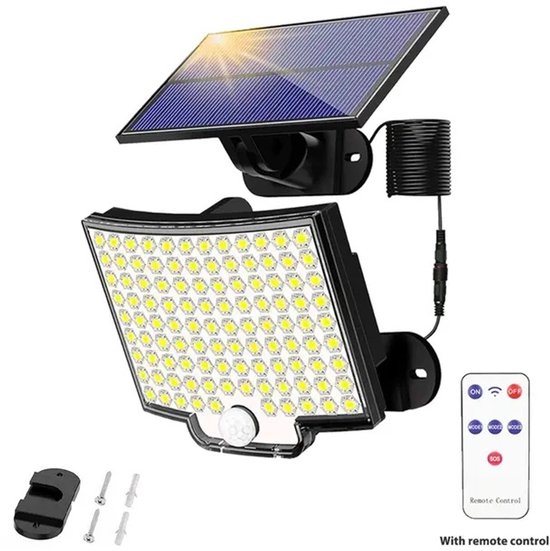1 Stück Solar-außenleuchte Mit 106 Leds In Kaltweiß, 3000 Lumen, Bewegungsmelder-scheinwerfer Und Wasserdichtem Sicherheitsprojektor Mit 3 Modi Für Den Garten