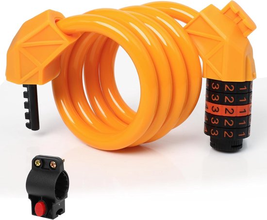 Fahrradschloss, Diebstahlsicheres Fahrradschloss, 1,1 M X 11 Mm, Zahlenschloss, Kabelschloss, Schloss Mit 5-stelligem Code, Inklusive Bügel, Hohe Sicherheit, Orange