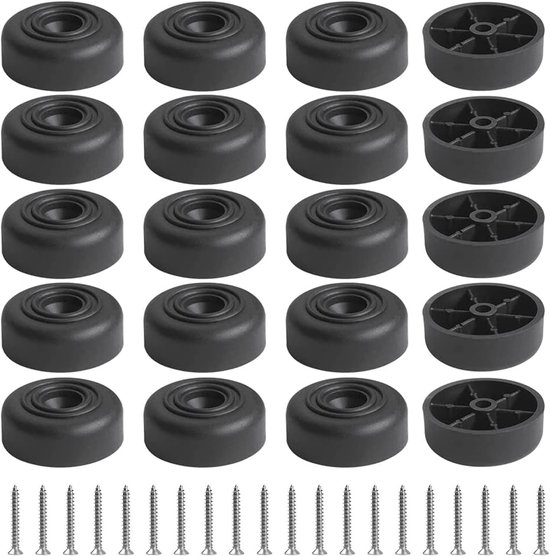 Möbelfüße, 20 Stück Runde Möbelfüße, Schwarz, Ø 45 X H 20 Mm, Für Schränke, Sofas, Stühle, Couchtische, Tv-schränke, Nachttische