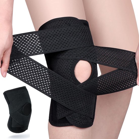 Schwarze L Professional Kompressions-knieorthese Mit Seitlichem Stabilisator