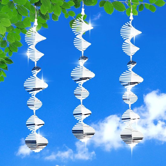 3d-windspiel Mit Reflektierenden Elementen Zur Vogelabwehr (3-teiliges Set) – 360° Drehbare Vogelscheuche Zur Abschreckung Von Vögeln Im Garten Und An Den Fenstern