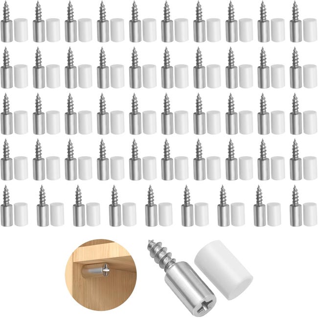 50 Regalnägel, 7,5 Mm Selbstschneidende Schrauben, Regalträger Mit Antirutschhülsen.
