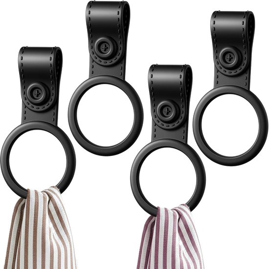 8-teiliges Set Aus Schwarzen Silikon-handtuchringen Und -haken