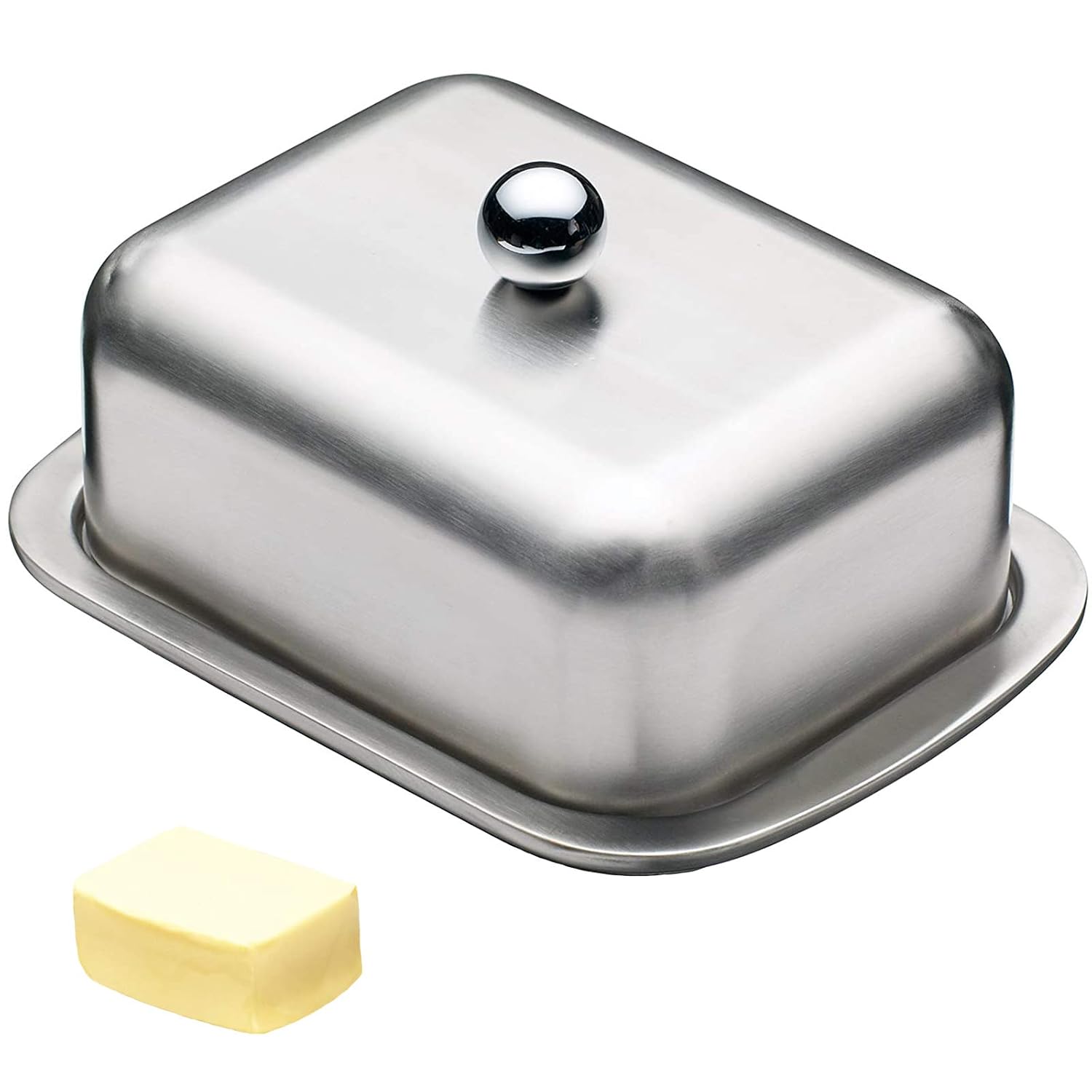 Edelstahl-butterdose Mit Deckel Für Den Kühlschrank, Geeignet Für Esszimmer, Zum Servieren Von Butter Und Desserts (18,5 X 12,2 X 6,8 Cm)