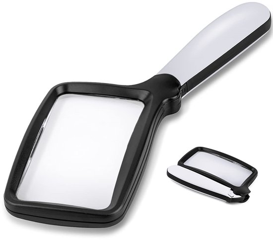 Tragbare Lupe, Hochauflösendes Acrylglas, 3-fache Vergrößerung, Mit Led-beleuchtung, Faltbar, Für Zeitungen, Bücher, Senioren, 1 Stück, Weiß