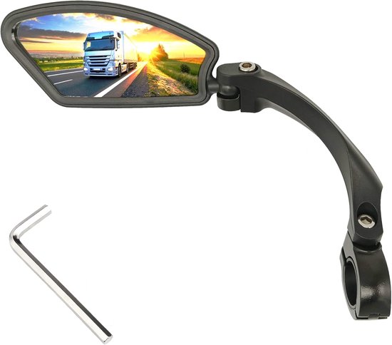 Fahrrad-rückspiegel – Links – Edelstahl – 360°-drehung – Schwarz