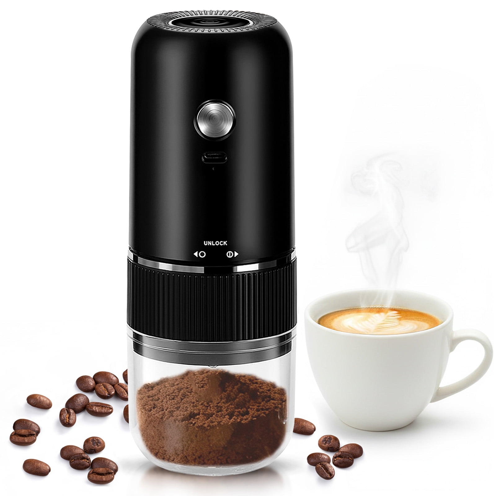 Kaffeemühle Für Zuhause/büro, Elektrische Mühle Für Gewürze/bohnen/getreide, Usb-ladefunktion, 1-knopf-bedienung.