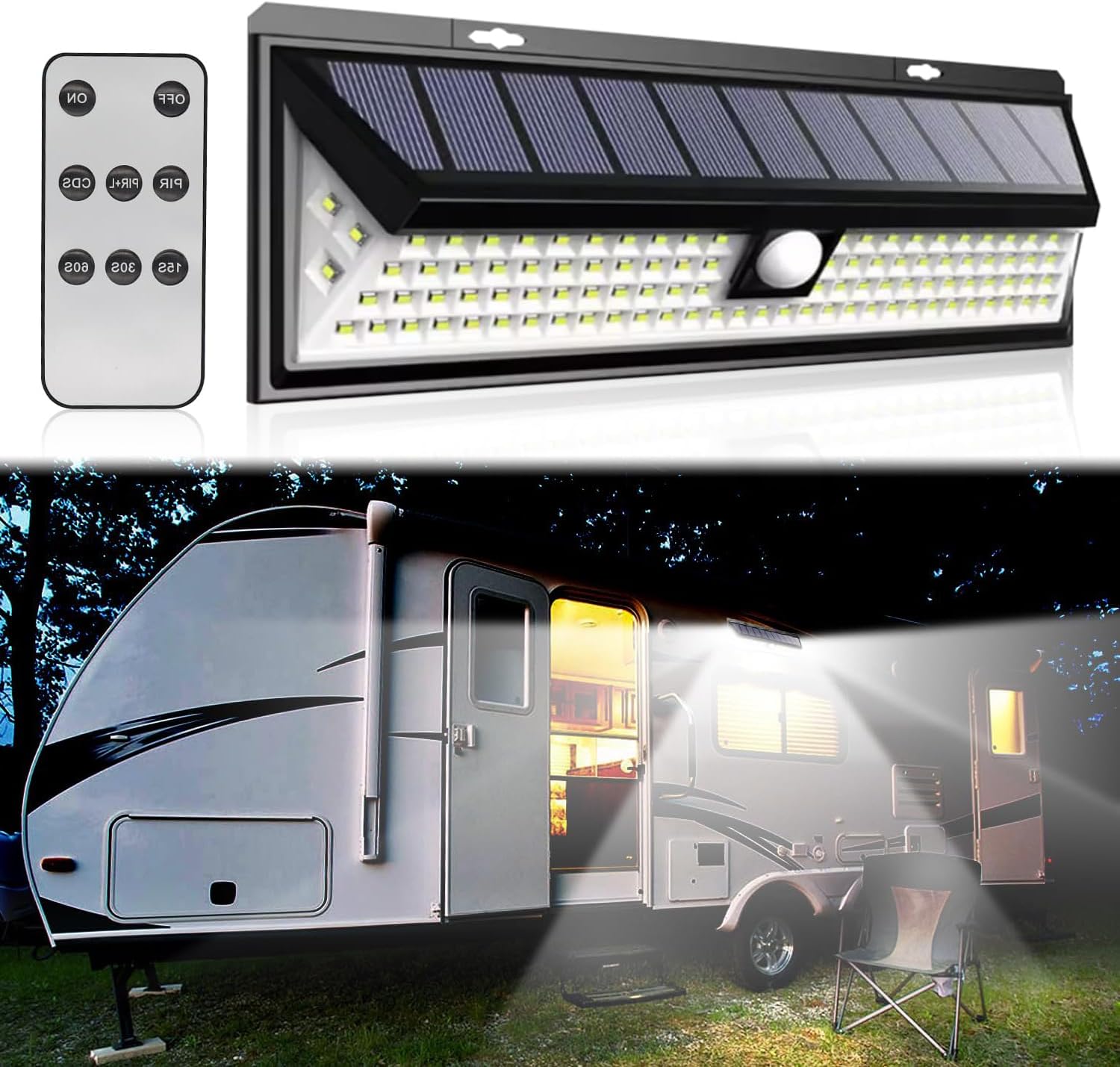 Solarbetriebene Wohnmobilbeleuchtung – Bewegungsmelder – 118 Leds – Mit Fernbedienung – Wasserdicht – Geeignet Für Wohnmobile Und Wohnwagen