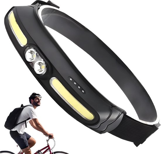 Wiederaufladbare Led-stirnlampe – Verstellbar – Usb-stirnlampe – Wasserdicht – 5 Leuchtmodi – Stirnlampe Für Camping, Laufen, Angeln Und Trekking – Schwarz